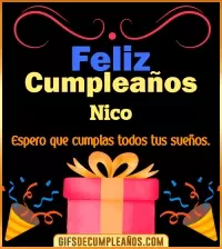 GIF Mensaje de cumpleaños Nico